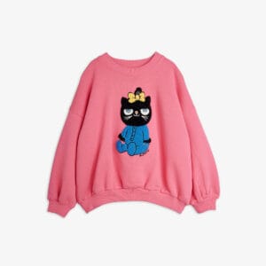 Mini Rodini Cat Chenille Sweatshirt – różowa bluza z kotkiem